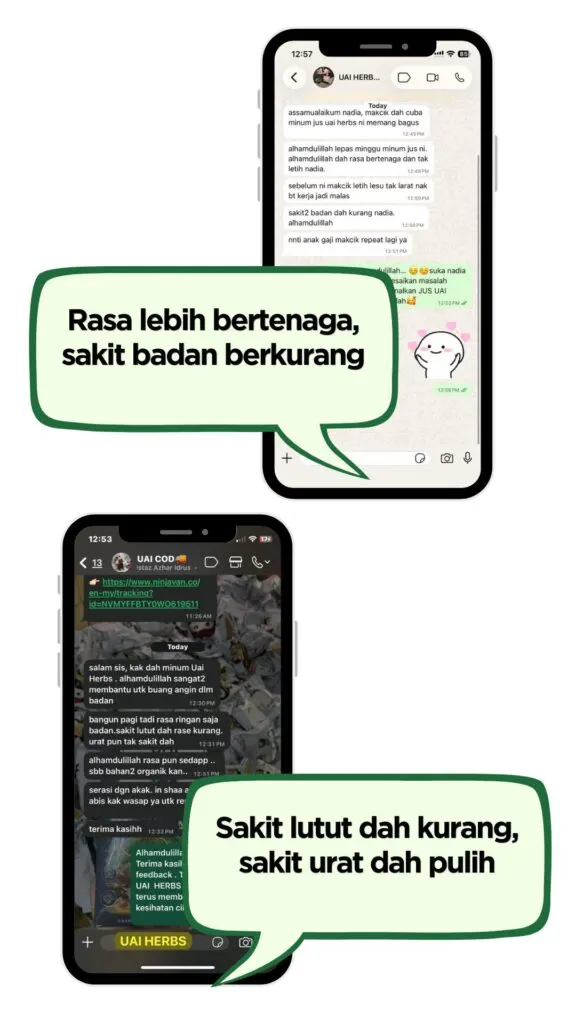 Testimoni pengguna Jus UAI Herbs