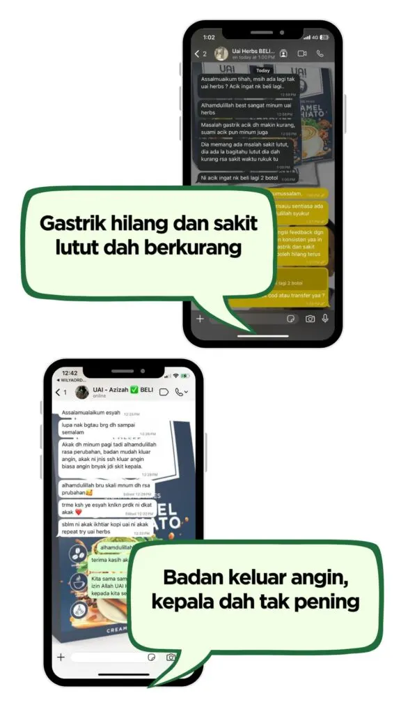 Testimoni pengguna Jus UAI Herbs